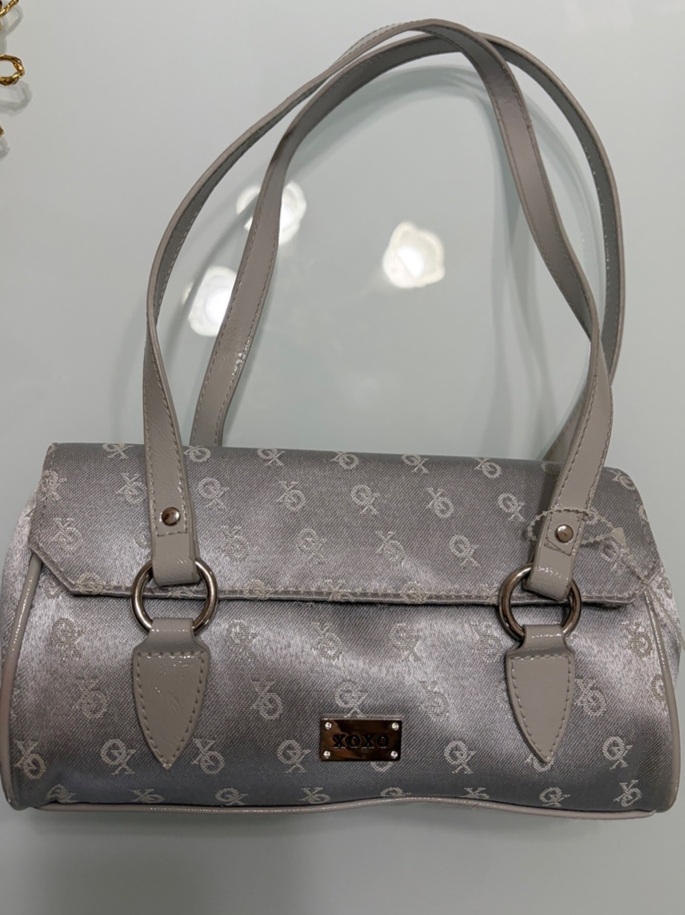 XOXO Metallic Silver Logo Satchel